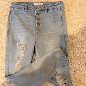 KanCan Hi-Rise Skinny Jeans Women's/Junior Button Up Front Distressed Size 11/29